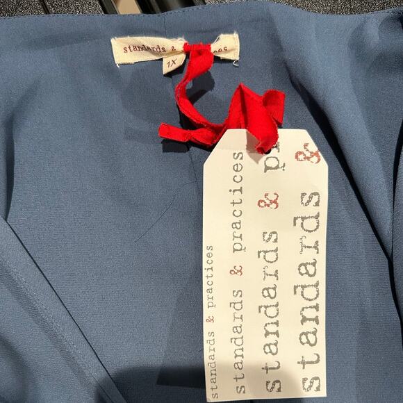 STANDARDS & PRACTICES NWT $88 Slate Blue Wrap Dress Size 1X - Picture 9 of 12